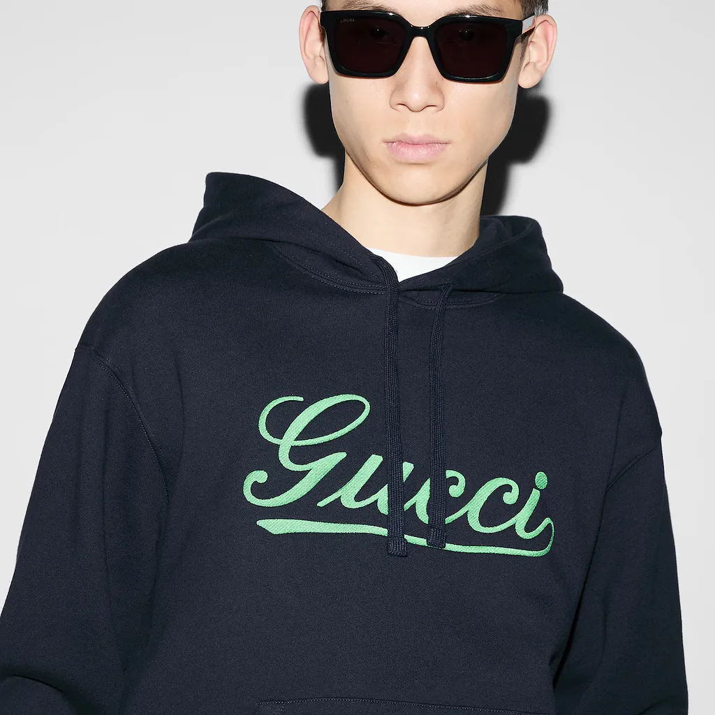 Embroidered Cotton Jersey Hooded Sweatshirt
