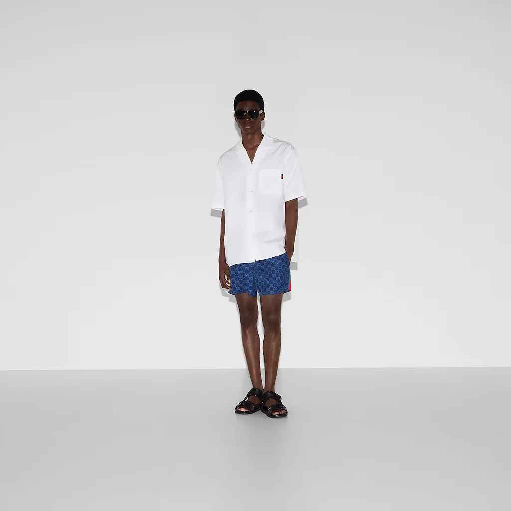 Printed Poplin Tech Swim Shorts