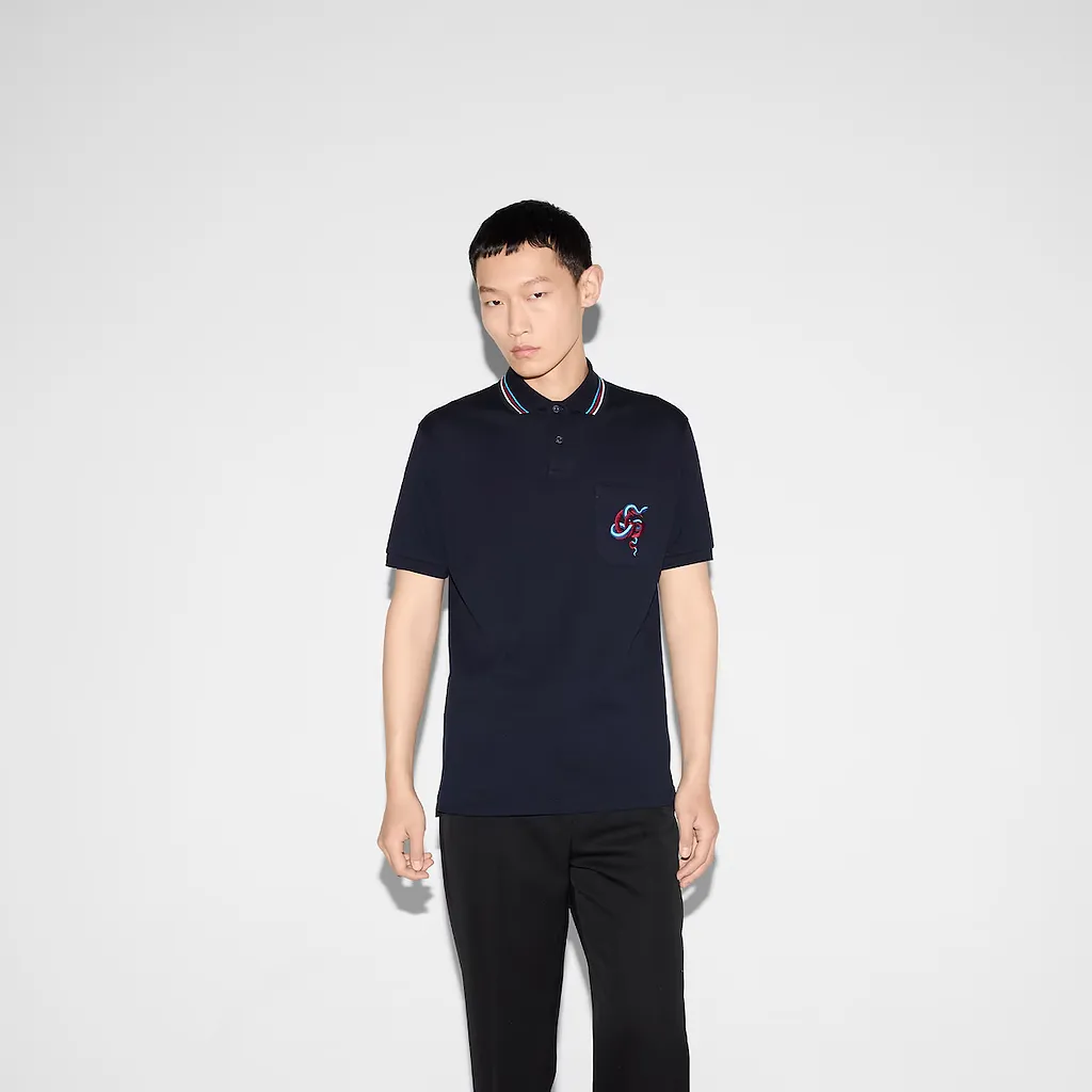 Embroidered Stretch Cotton Polo Shirt