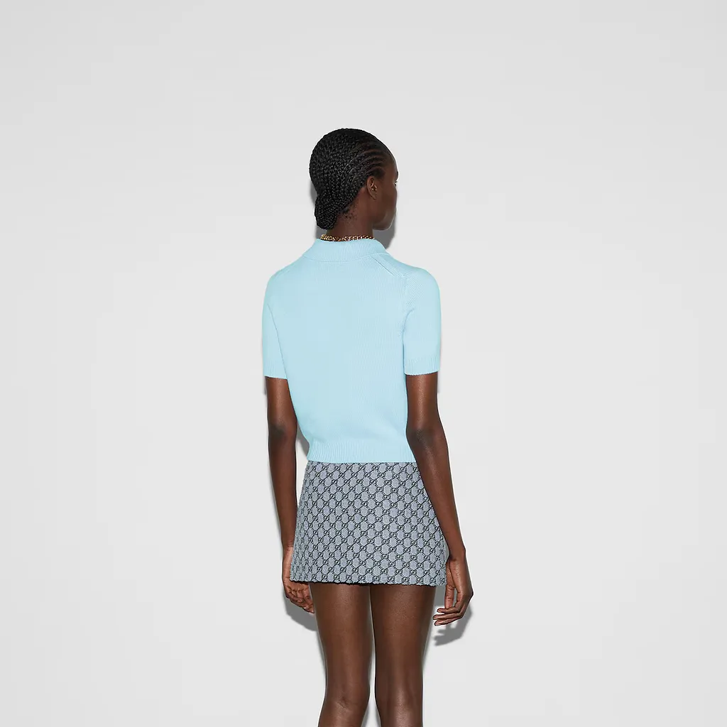 Wool Cashmere Polo Top