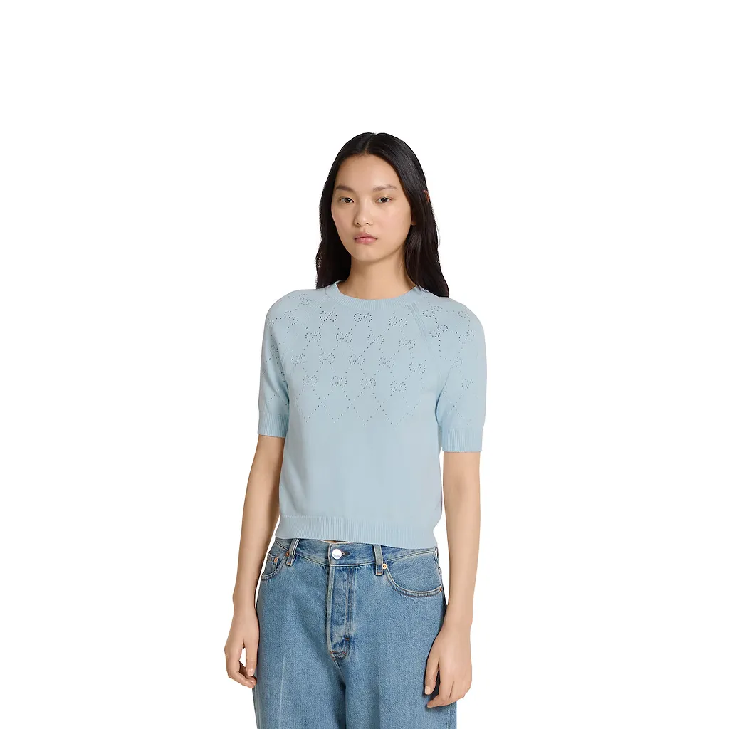 Gg Cotton Crewneck Top