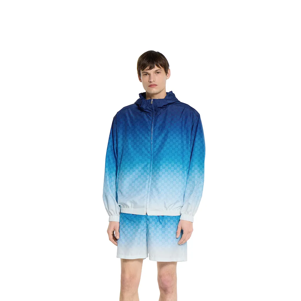 Printed Technical Poplin Zip Jacket