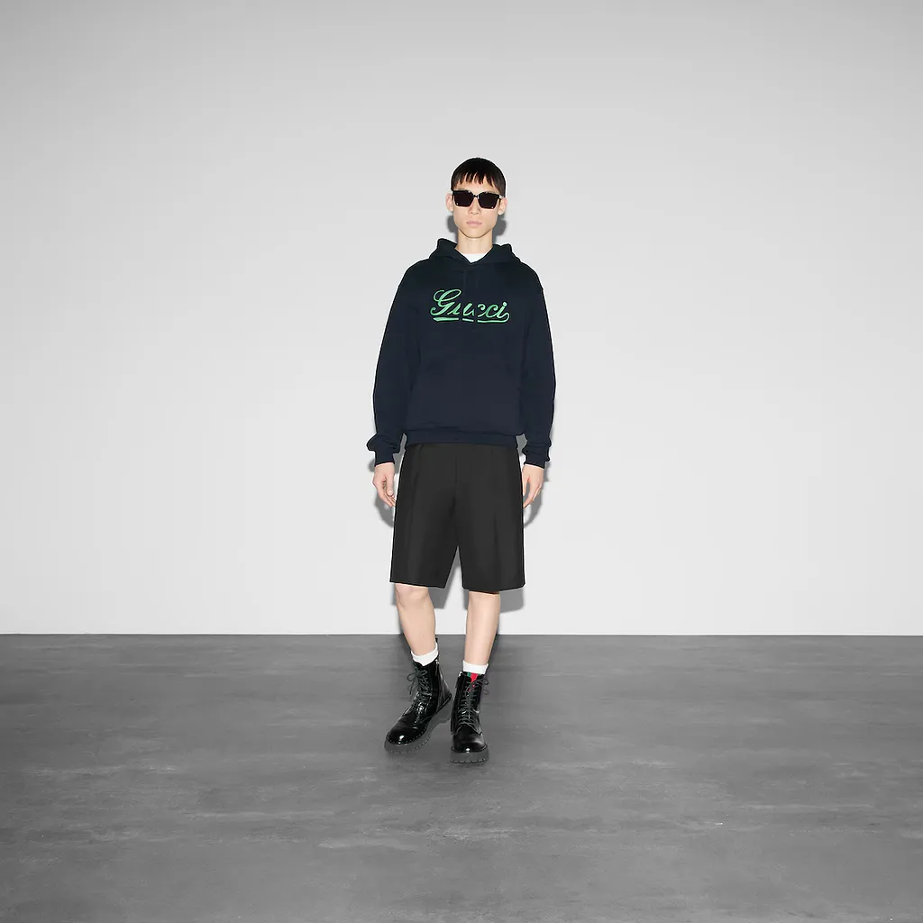Embroidered Cotton Jersey Hooded Sweatshirt