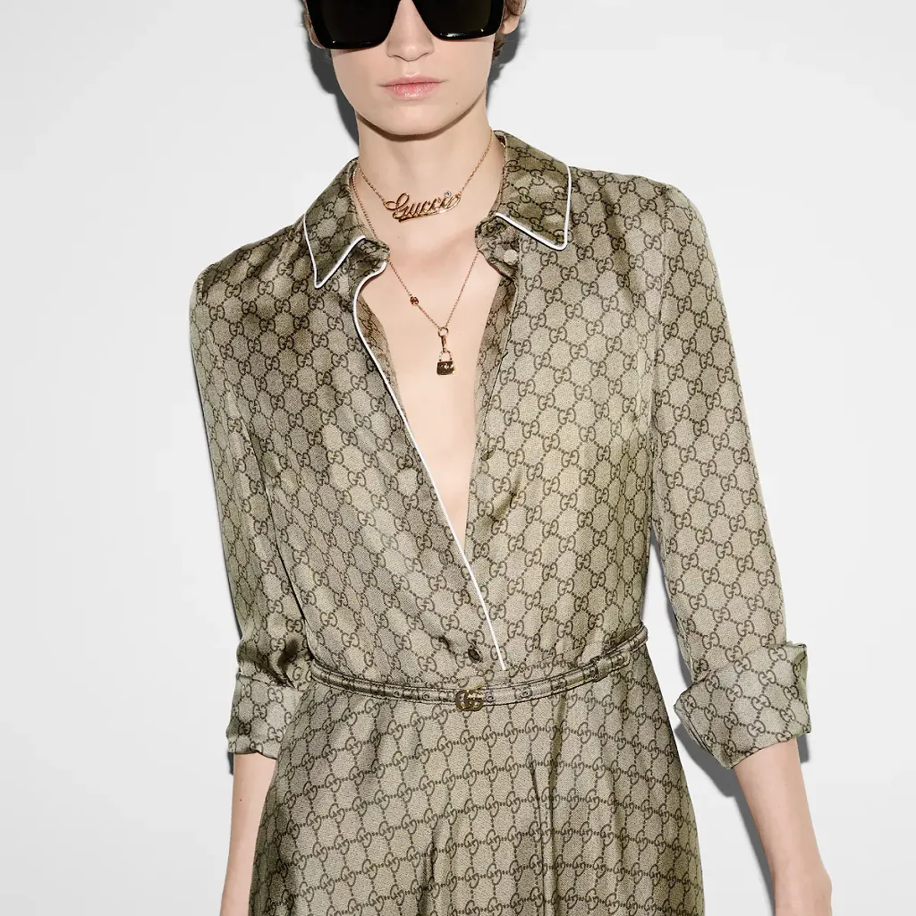 Gg Silk Twill Dress