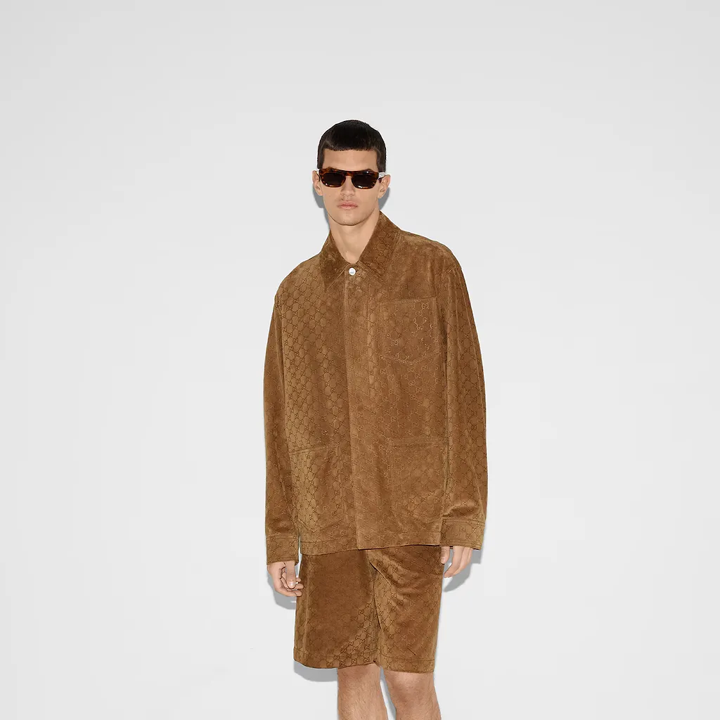 Embossed Gg Suede Jacket