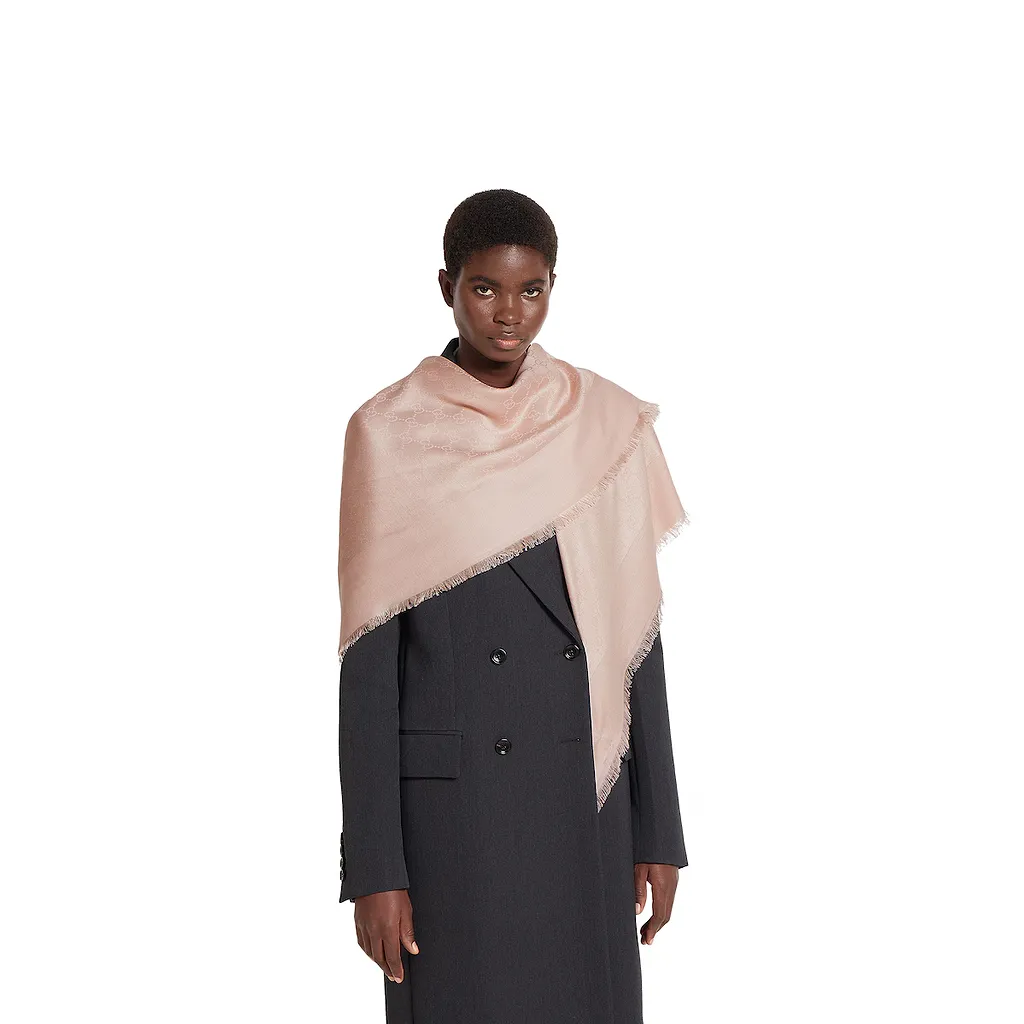 Gg Cotton Silk Jacquard Shawl
