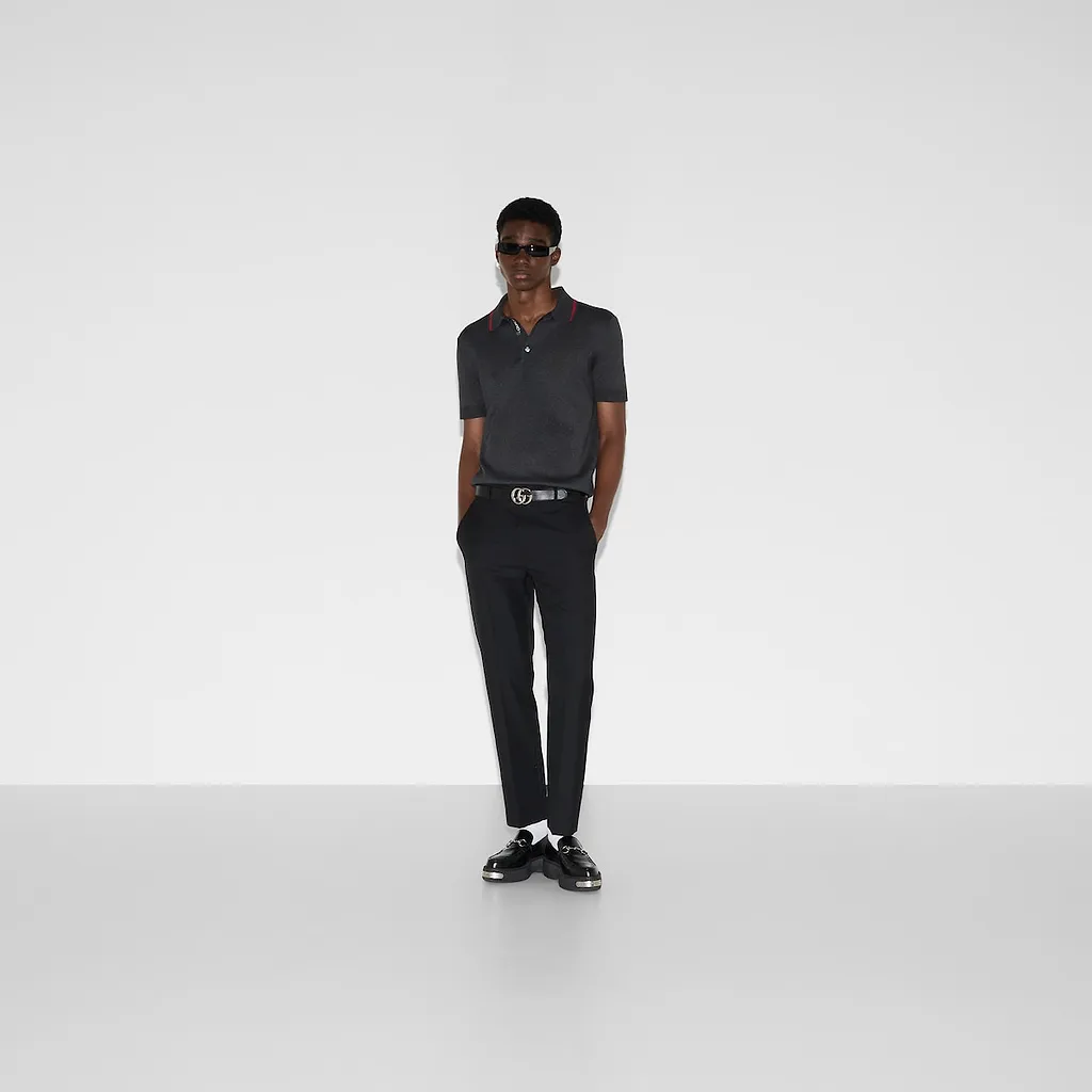 Silk Cotton Polo Shirt With Web
