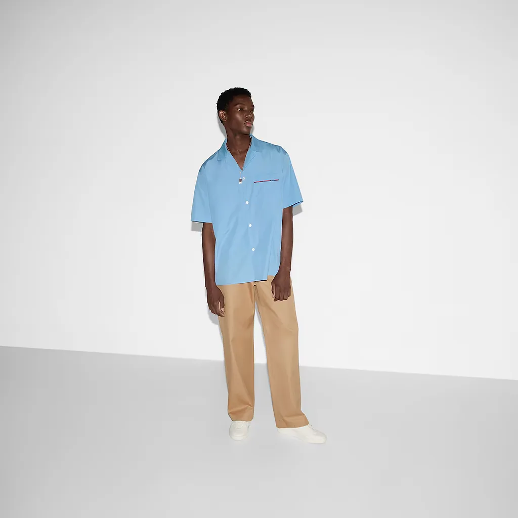 Compact Cotton Twill Trousers With Web