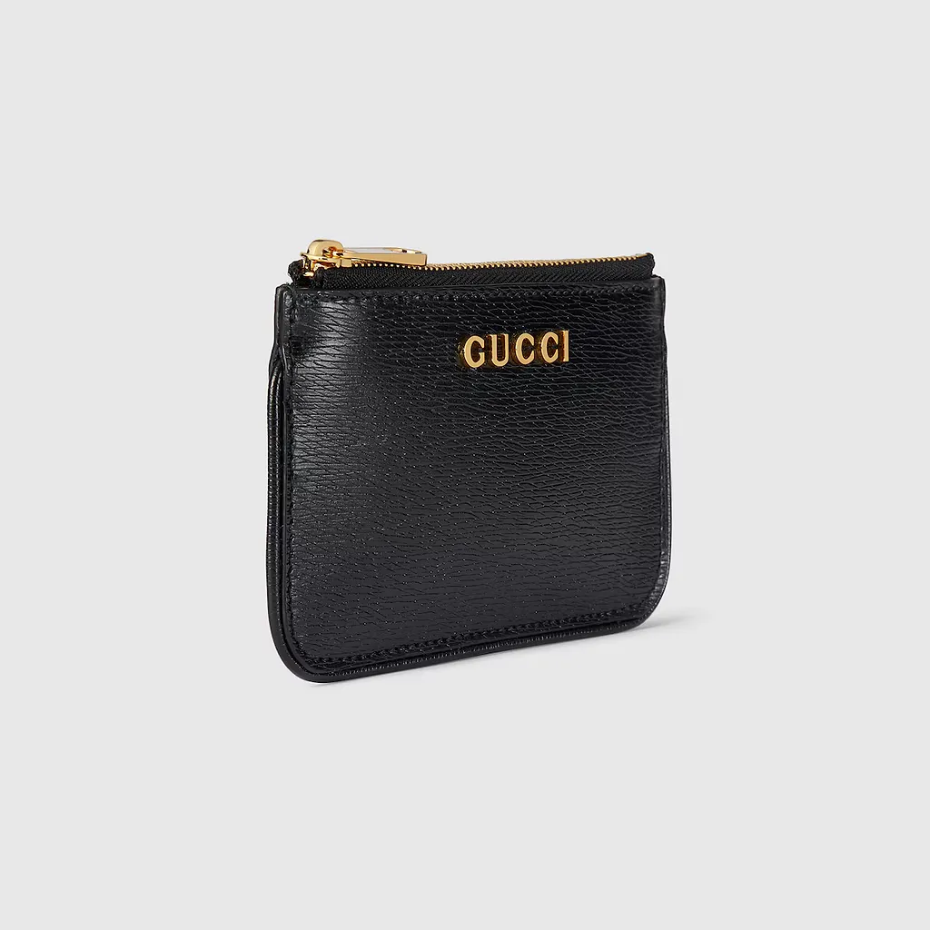 Zip Key Case With Gucci Script