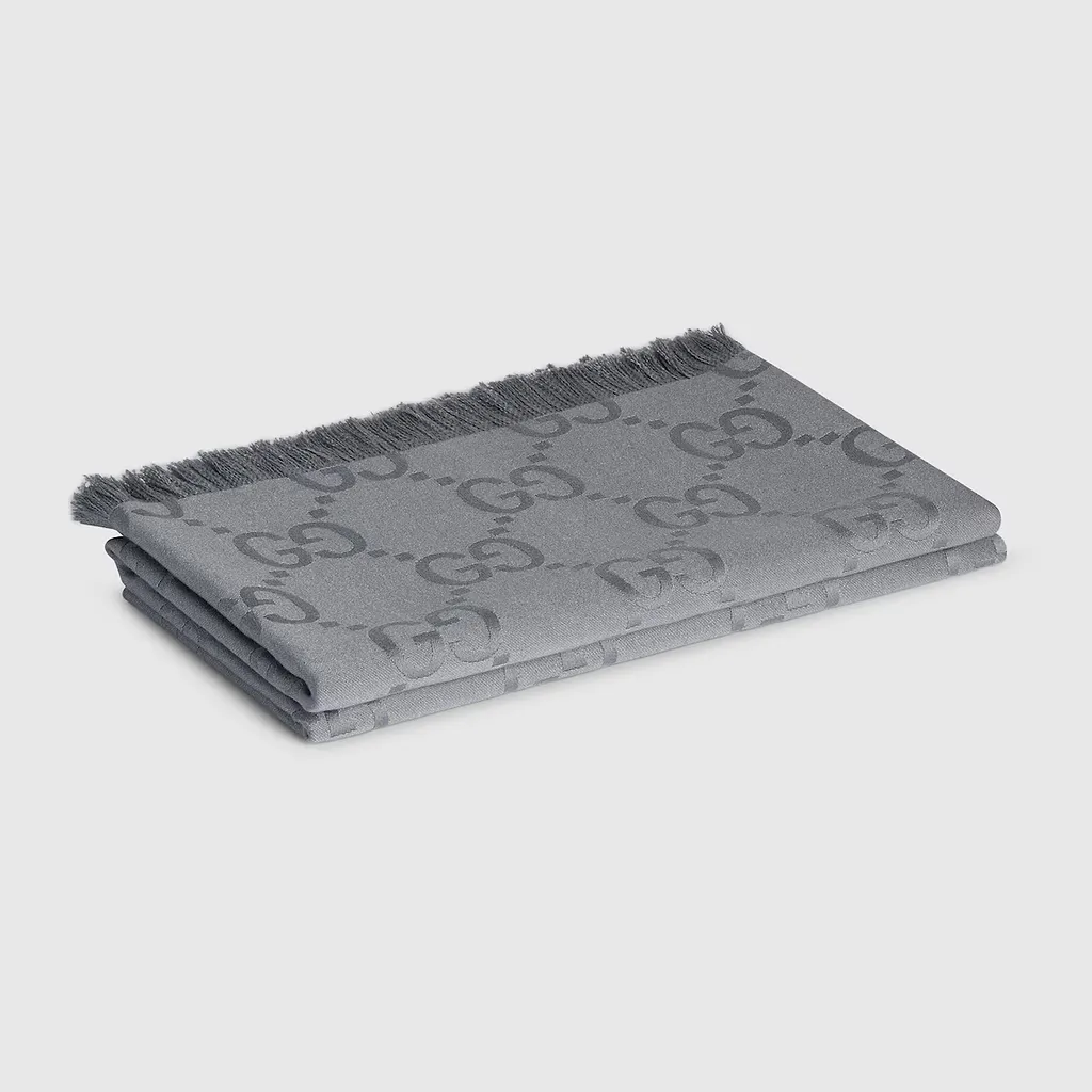 Gg Wool Silk Jacquard Blanket