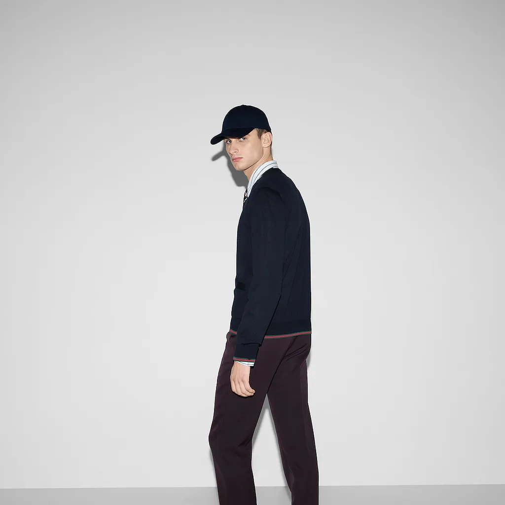 Wool Knit Cardigan With Web