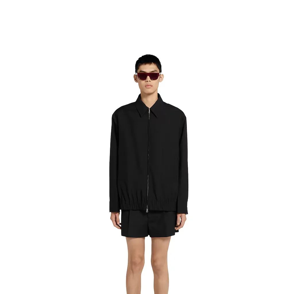 Embossed Wool Twill Zip Jacket