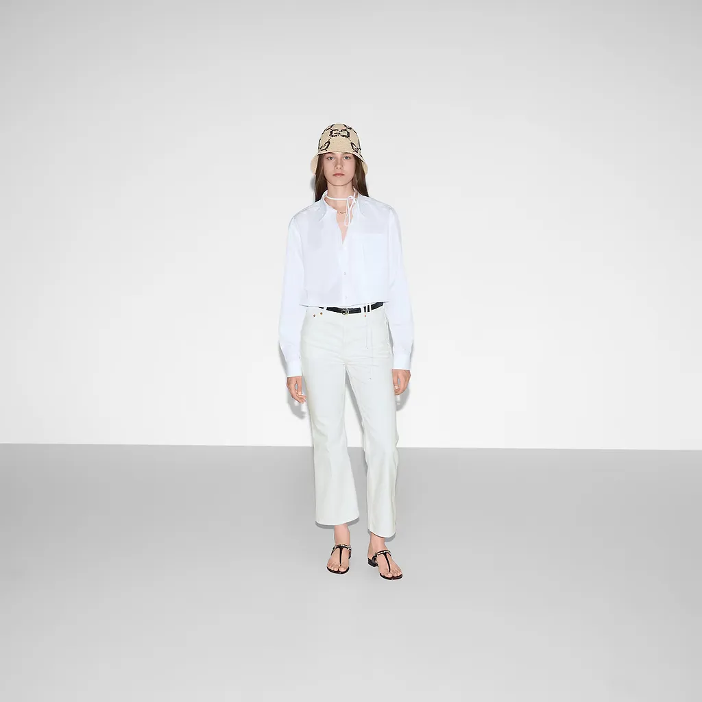 Cotton Poplin Shirt With Gucci Logo