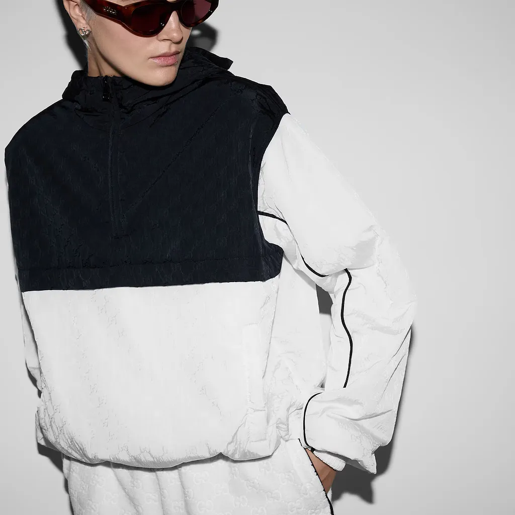 Gg Nylon Hooded Zip Jacket