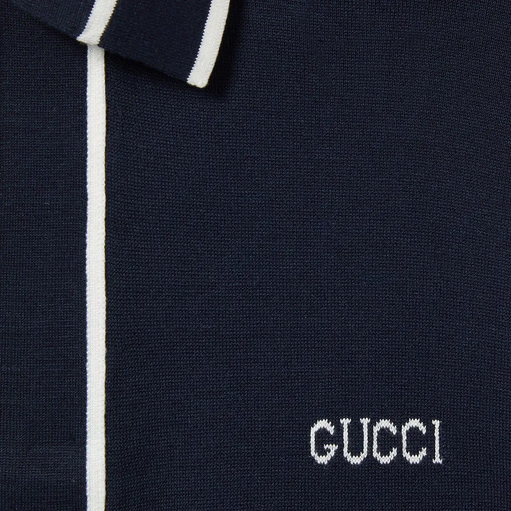 Cotton Polo Top With Gucci Intarsia