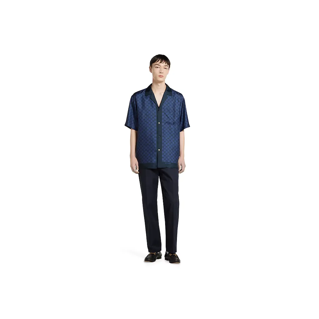 Printed Silk Twill Bowling Shirt