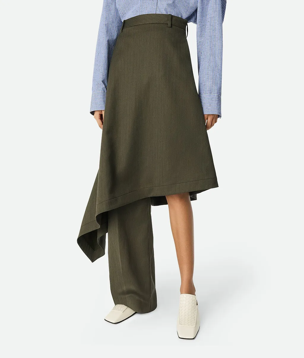 Wool Subtle Stripe Skirt Trousers