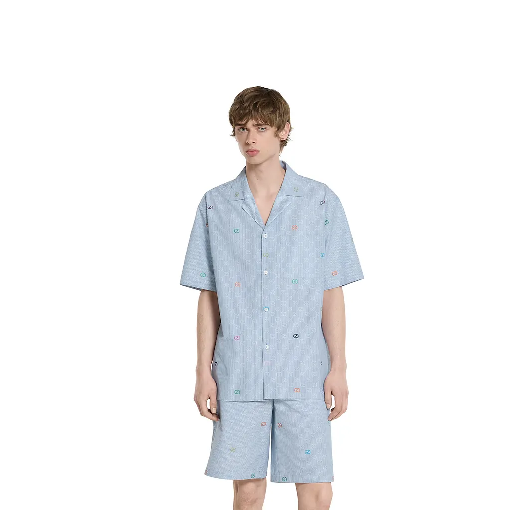 Striped Cotton Bowling Shirt