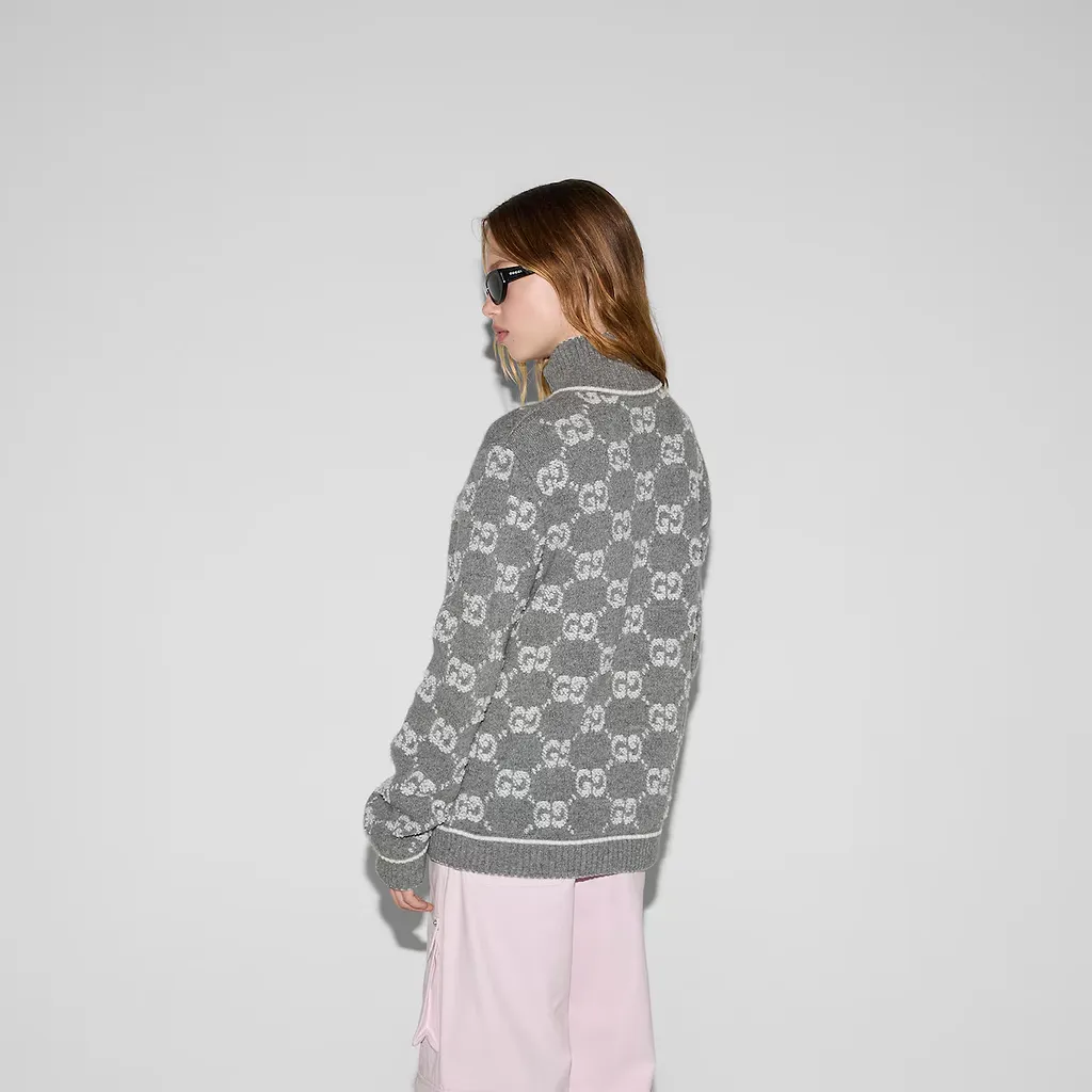 Gg Bouclé Stitch Jacquard Cardigan
