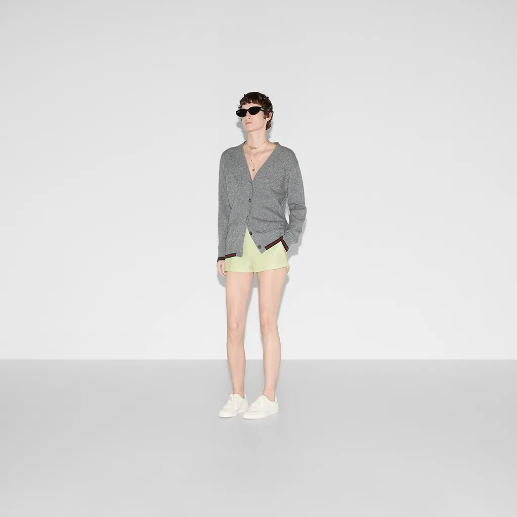 Wool And Cashmere Cardigan With Web