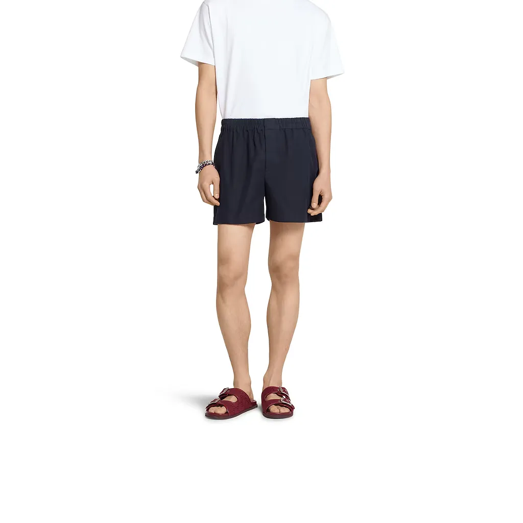 Oxford Cotton Shorts With Embroidery