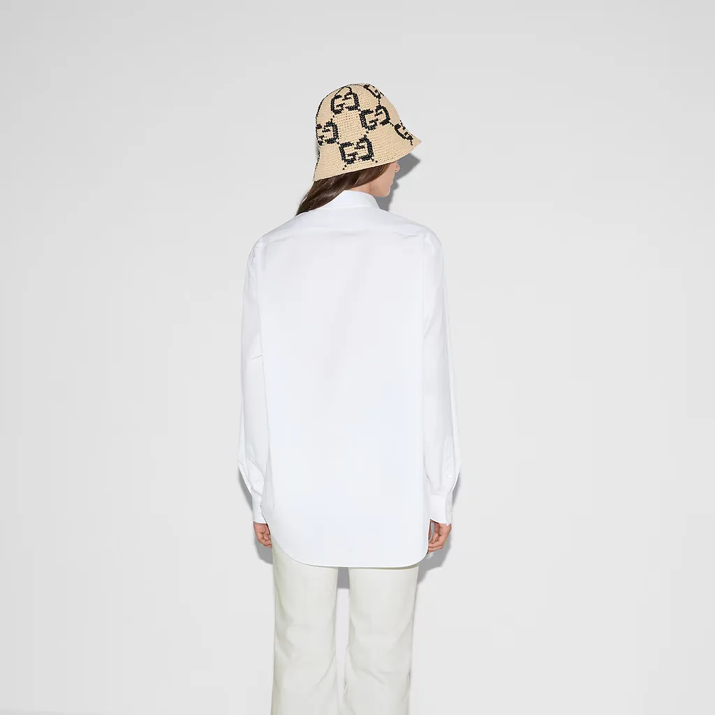 Cotton Poplin Shirt With Gucci Logo