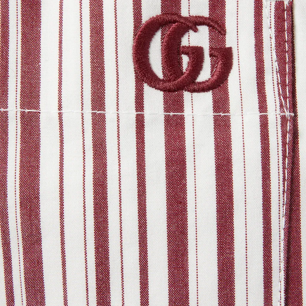 Striped Cotton Shorts With Embroidery