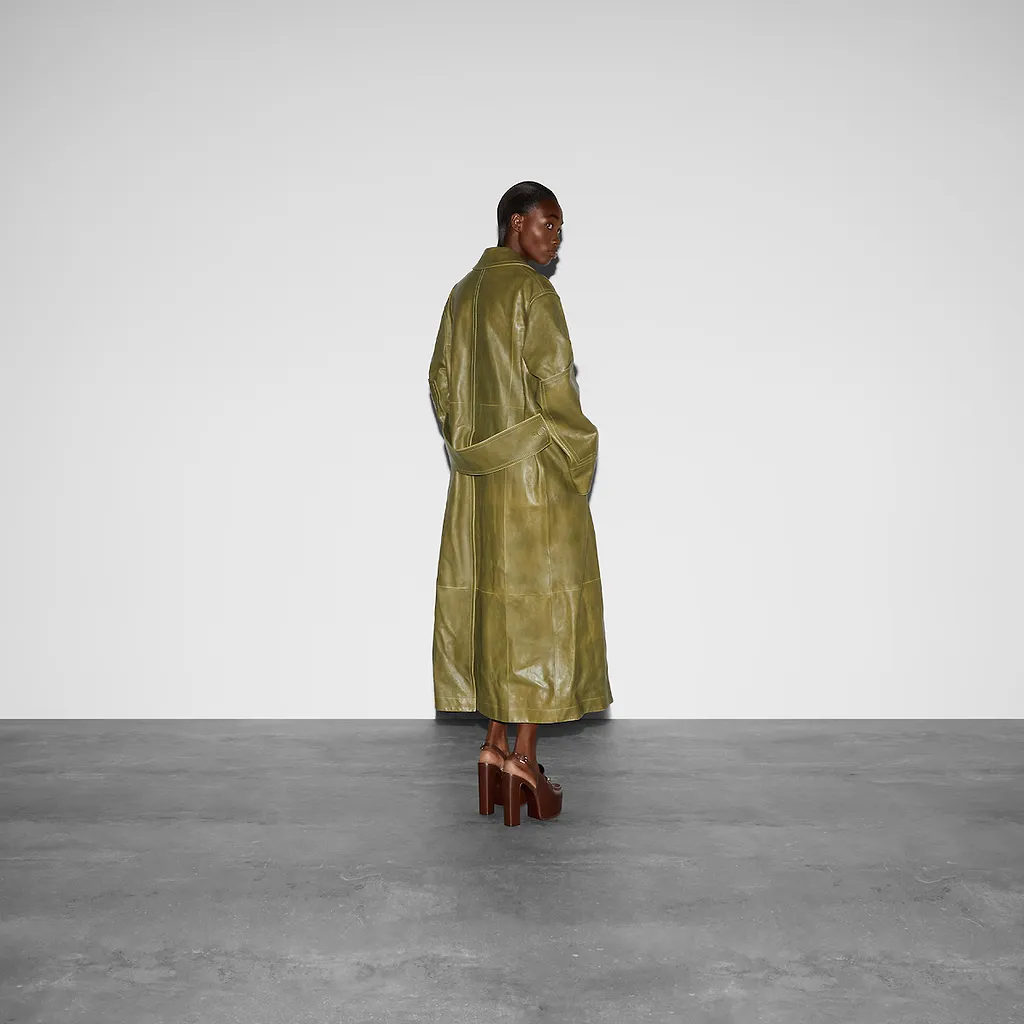 Leather With Bleached Effect Coat