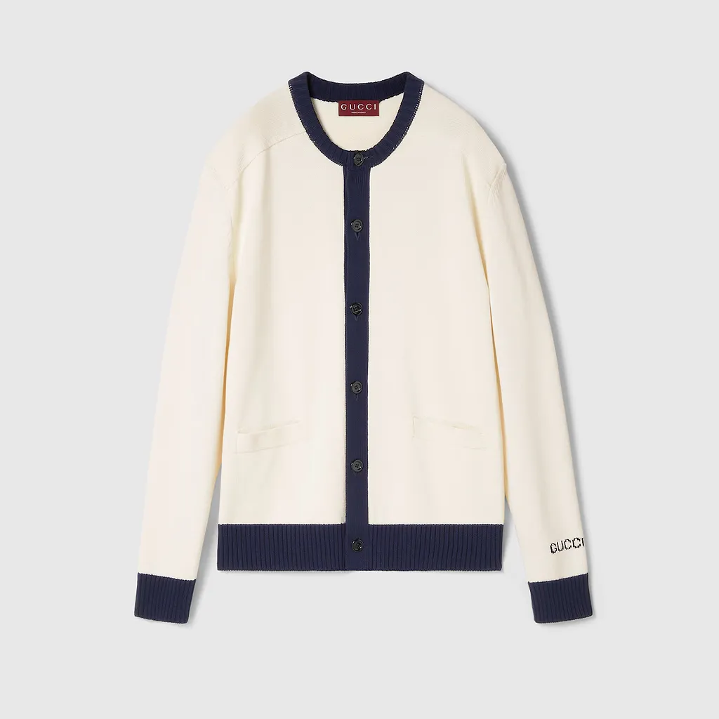Cotton Cardigan With Intarsia