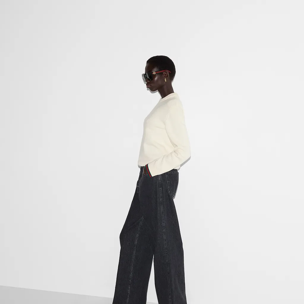 Wool And Cashmere Jumper With Web