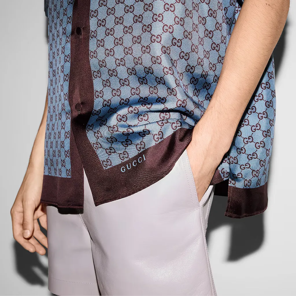 Regular Fit Printed Silk Twill Shirt
