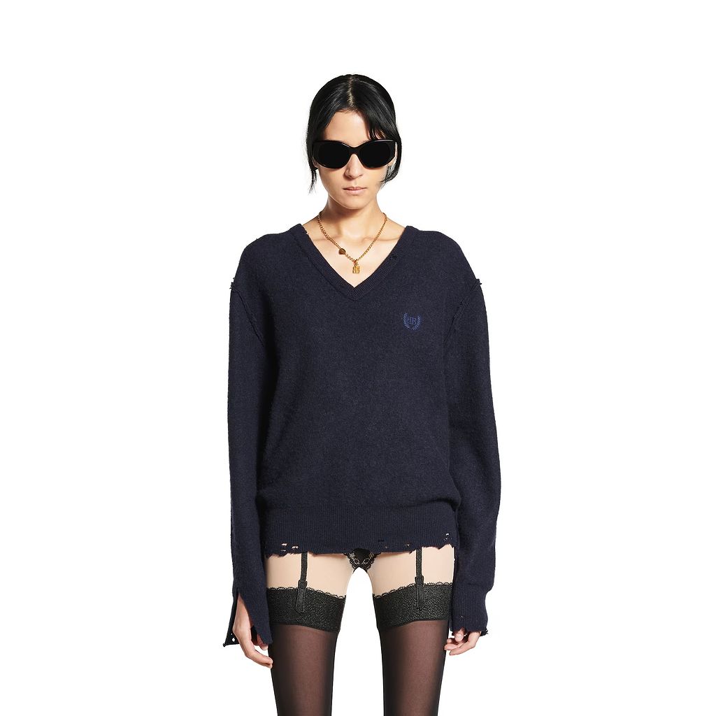 Laurel Classic Inside-Out V-Neck Sweater