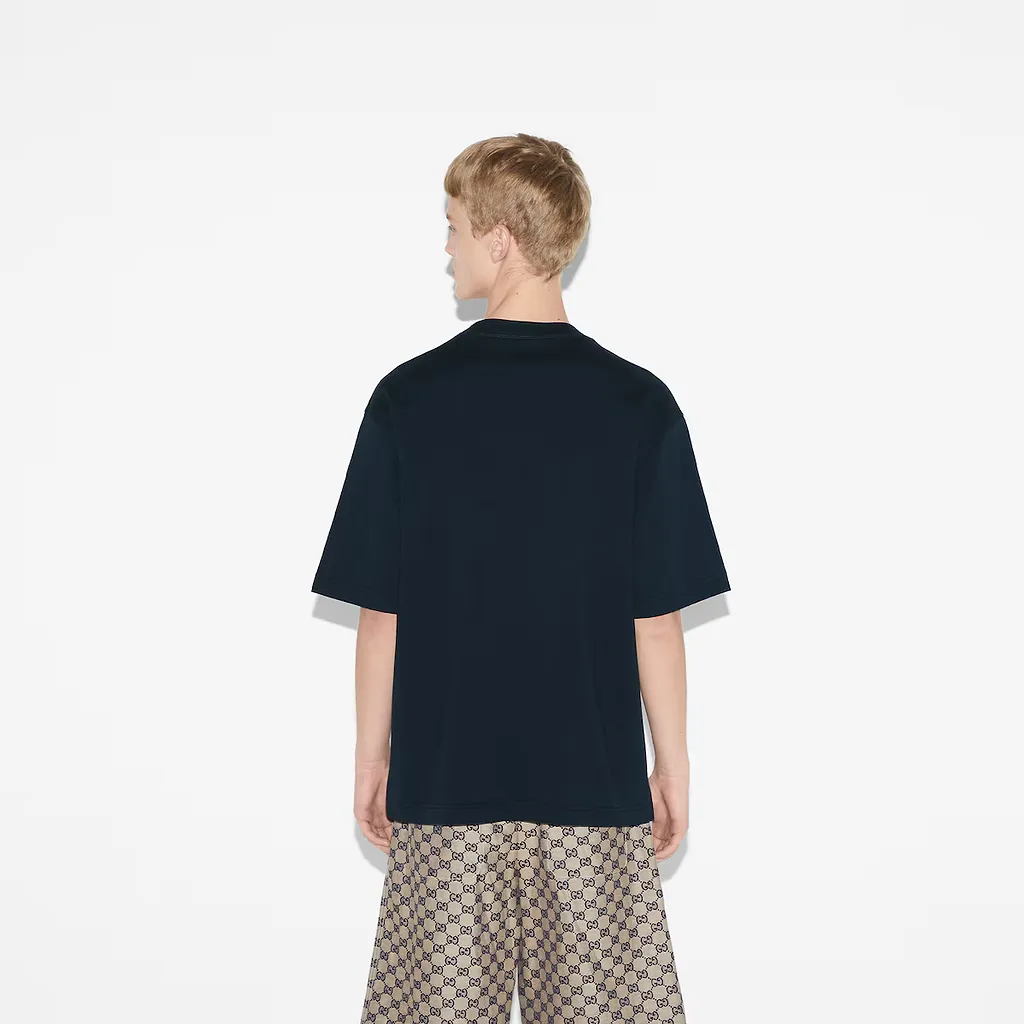 Cotton Jersey T-Shirt With Gucci Print
