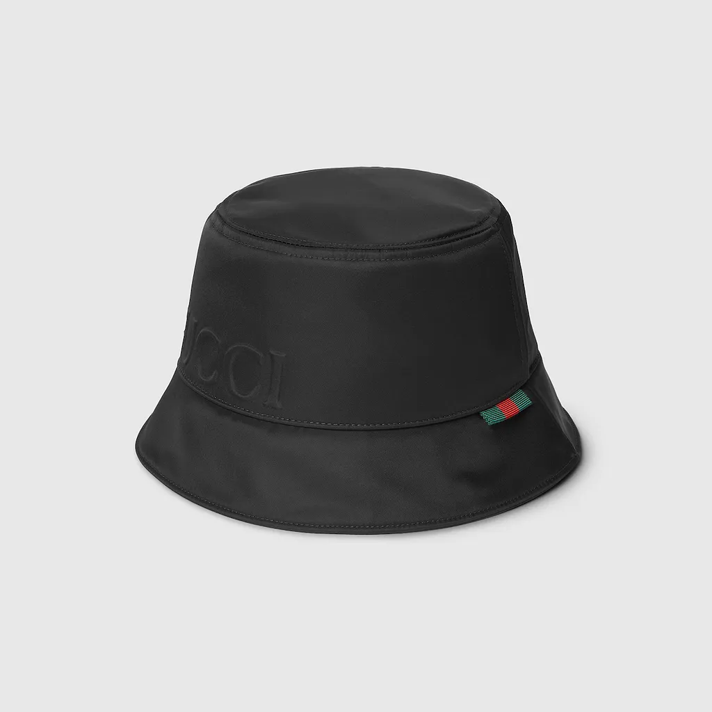 Nylon Bucket Hat With Gucci Logo