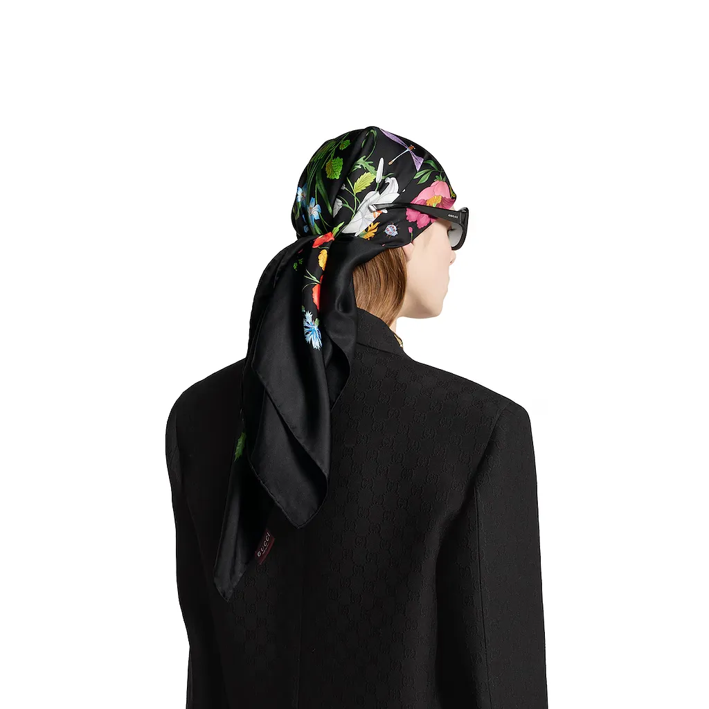 Printed Flora Silk Twill Carré