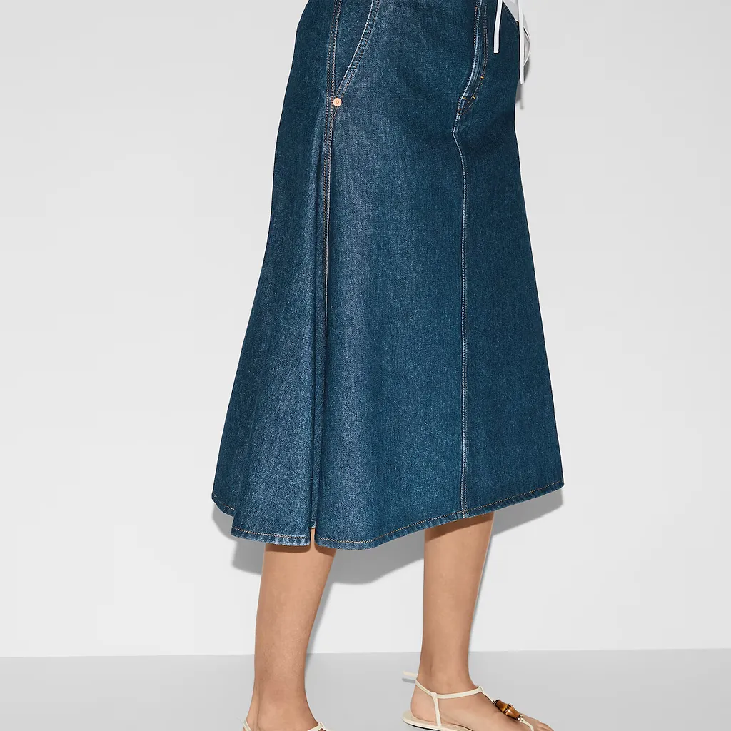 Mid-Length Denim Skirt