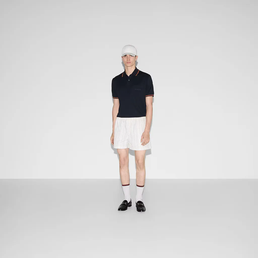 Embroidered Stretch Cotton Polo Shirt