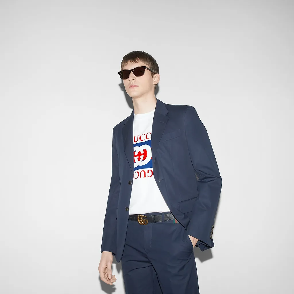 Cotton Jersey T-Shirt With Gucci Print