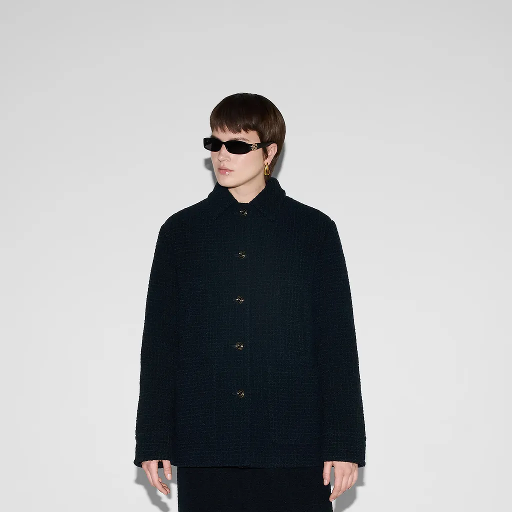Checked Bouclé Wool Coat