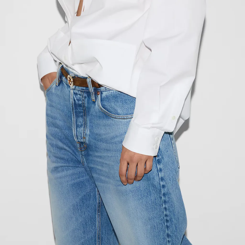Denim Pant With Gucci Label