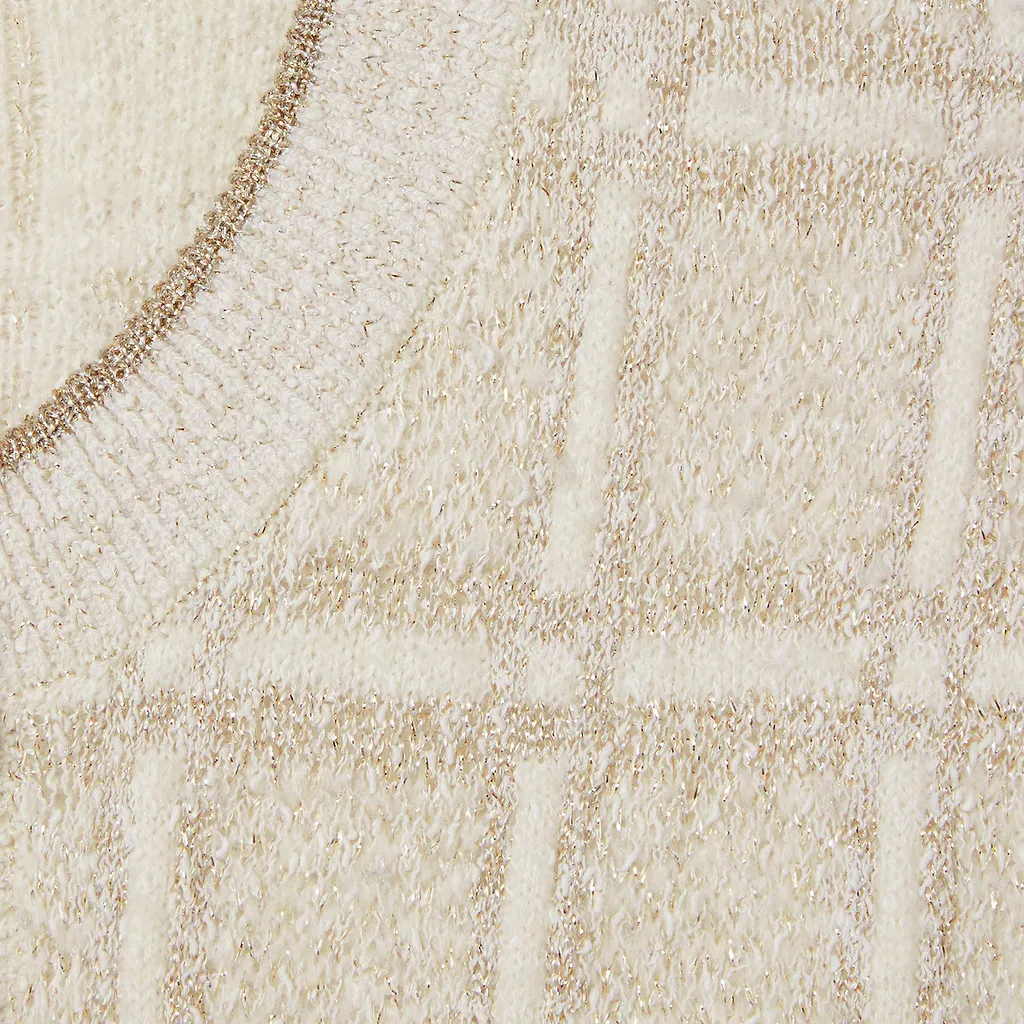 Wool And Lamé Check Jacquard Cardigan