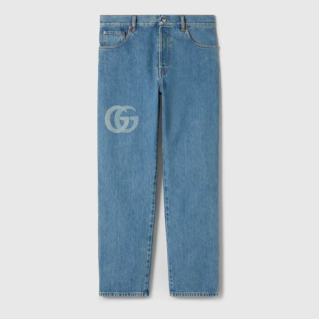 Lasered Double G Denim Trouser