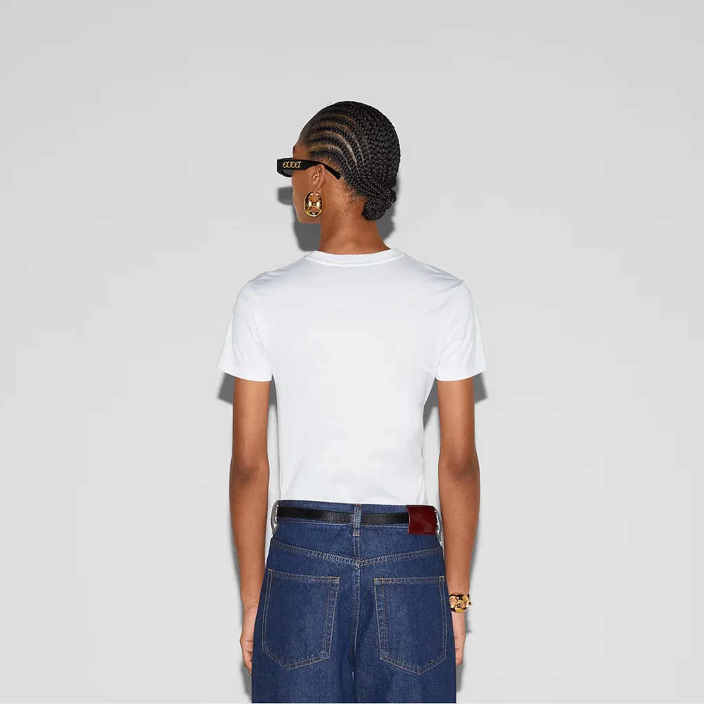 Cotton Jersey T-Shirt With Crystal