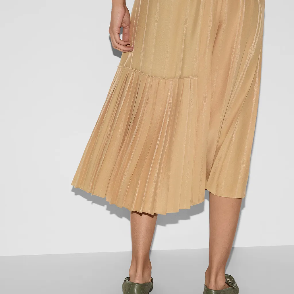 Chain And Belt Silk Jacquard Dress