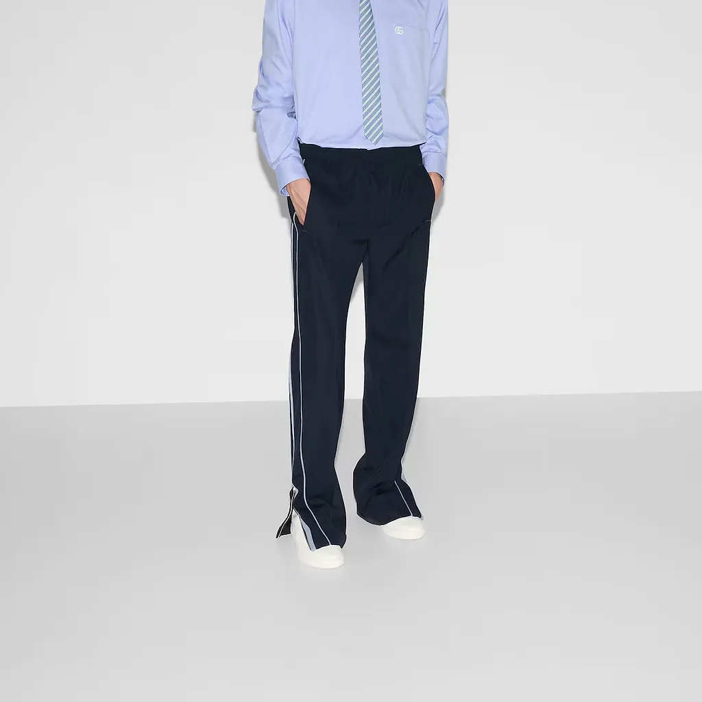 Embroidered Wool Twill Pant