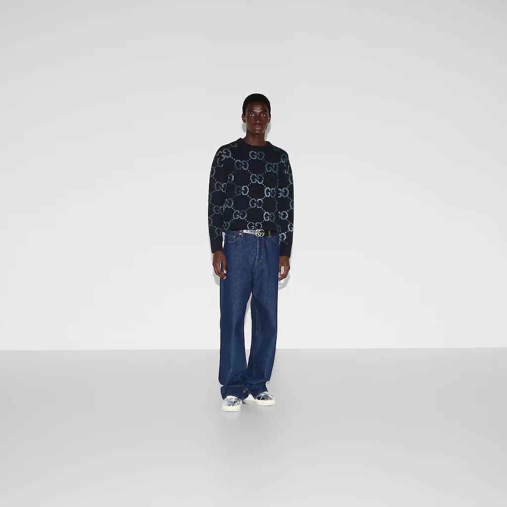 Wool Jumper With Gg Intarsia