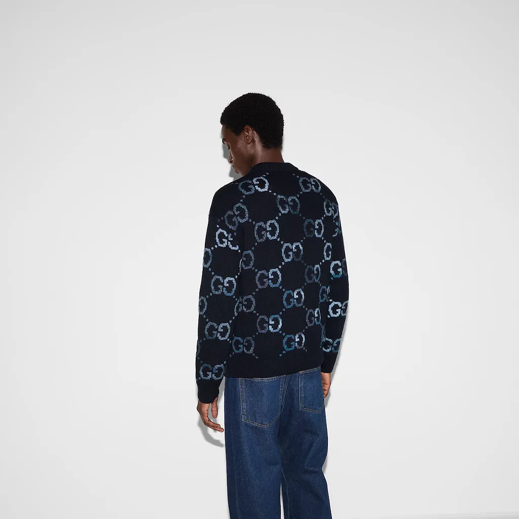 Wool Cardigan With Gg Intarsia