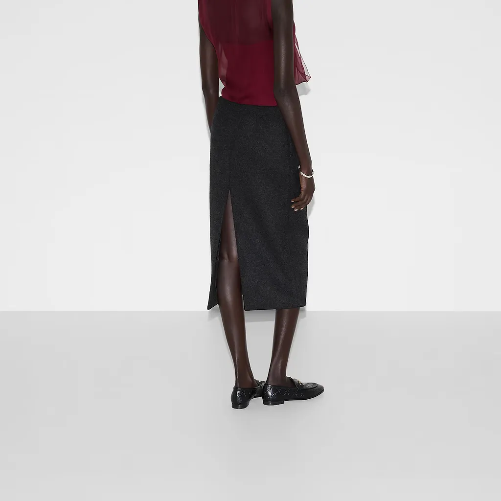 Embroidered Wool And Silk Skirt
