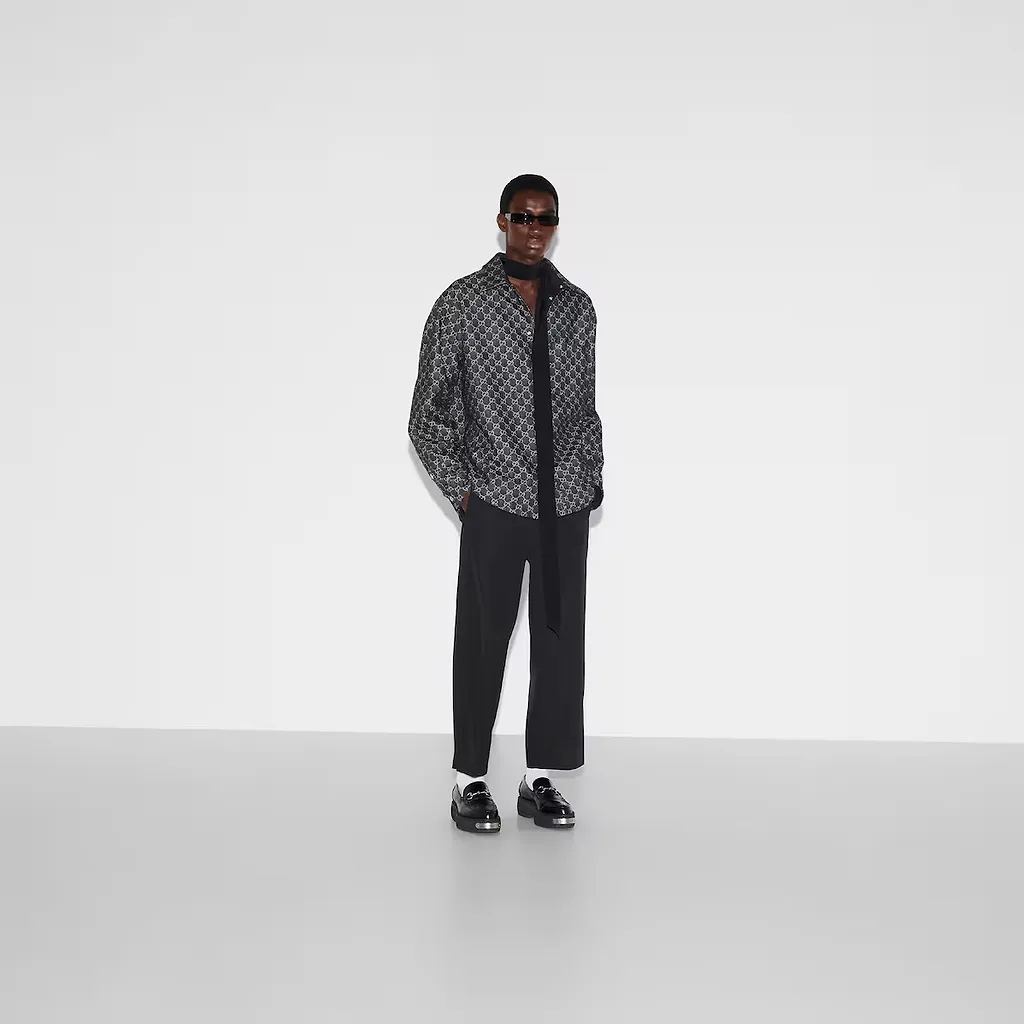 Reversible Wool And Gg Denim Shirt