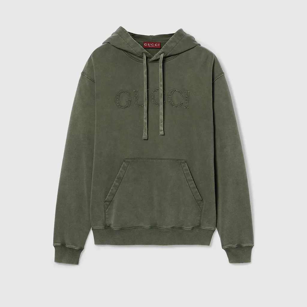 Embroidered Cotton Jersey Hooded Sweatshirt